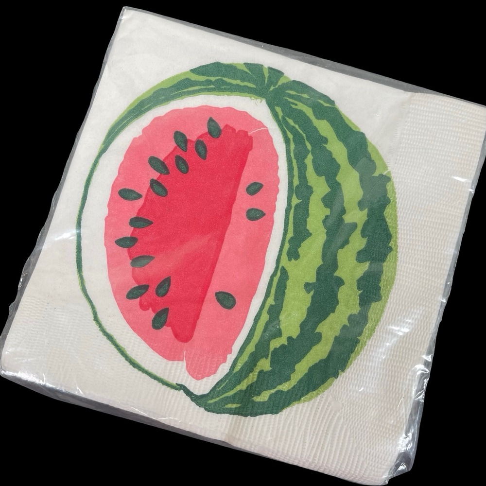 Vintage Haut‎ Papier Watermelon Fruit Beverage Napkins 16 Count Cute Retro